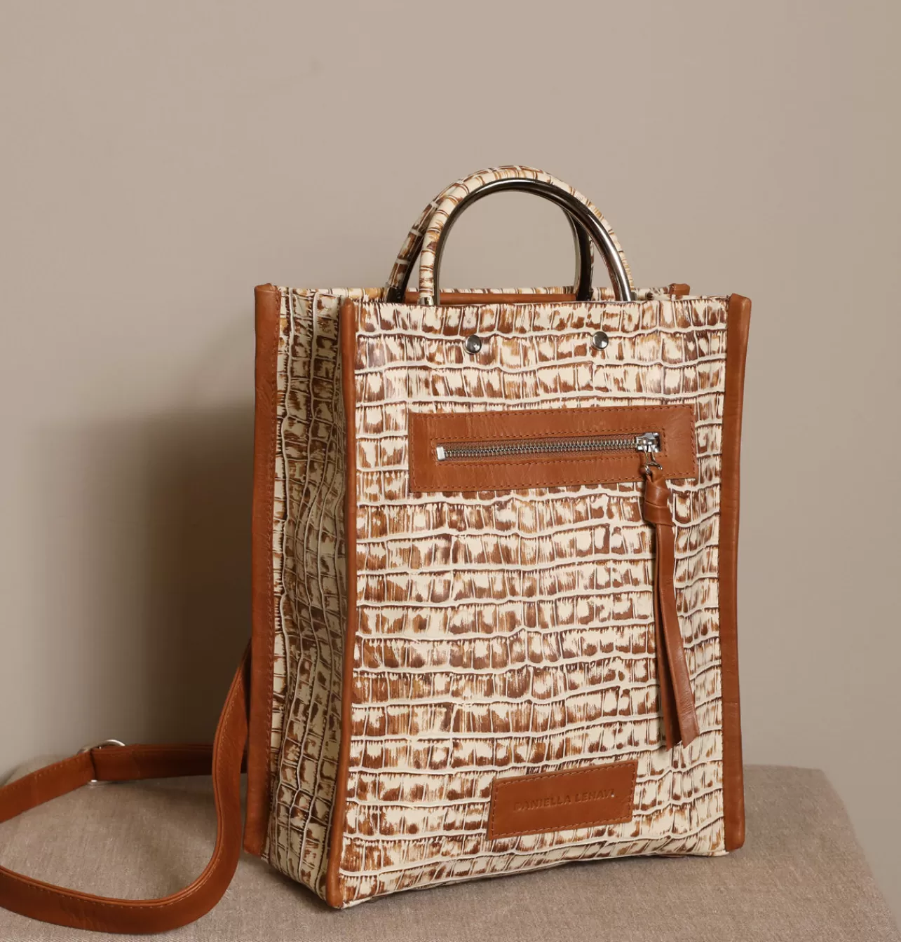 Women Daniella Lehavi Zoe Croco Medium Tote Bag